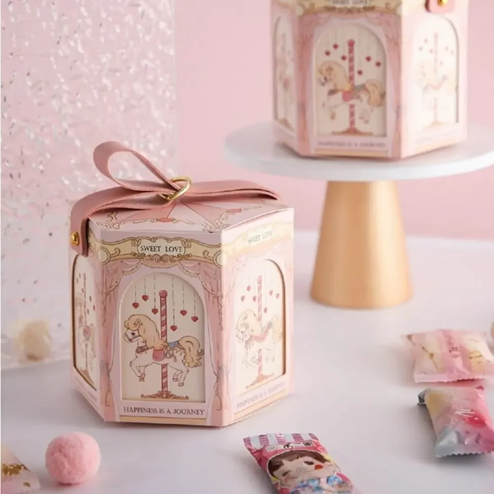 20 pack of Pink 3.5x4” carousel Happiness is a journey goodie gift box